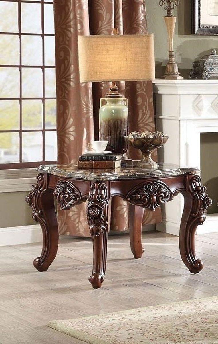 Acme Furniture Forsythia End Table in Marble/Walnut 83072 - ATL FURNITURE