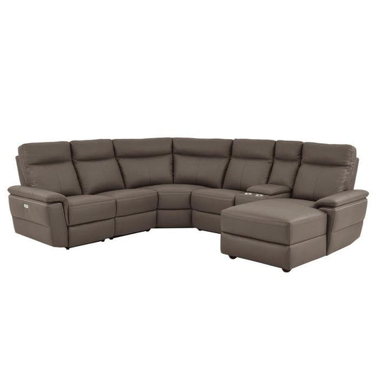 Homelegance - Olympia 6-Piece Modular Power Reclining Sectional With Right Chaise In Raisin - 8308*6B - ATL FURNITURE