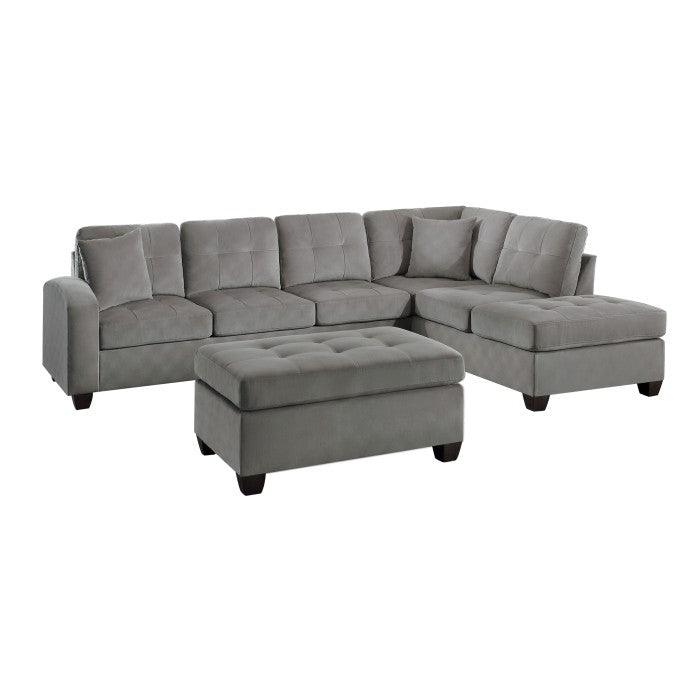 Homelegance - Emilio 3-Piece Reversible Sectional With Ottoman In Gray - 8367Tp*3 - ATL FURNITURE