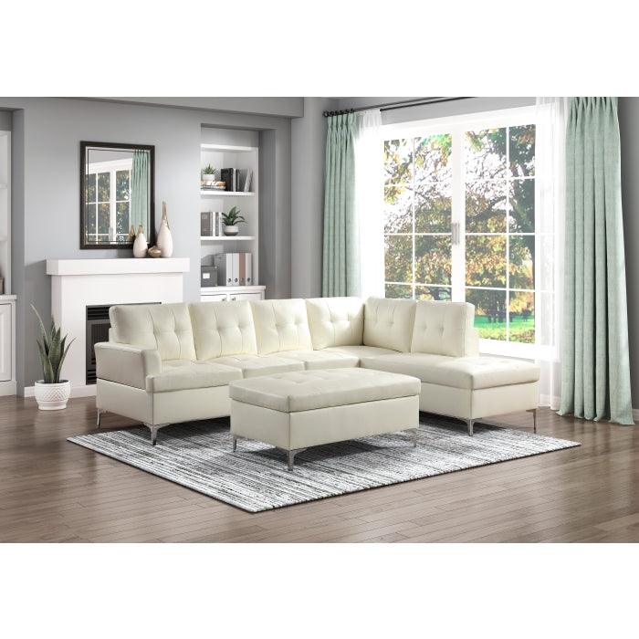 Homelegance - Barrington 3-Piece Sectional With Right Chaise And Ottoman In White - 8378Wht*3 - ATL FURNITURE