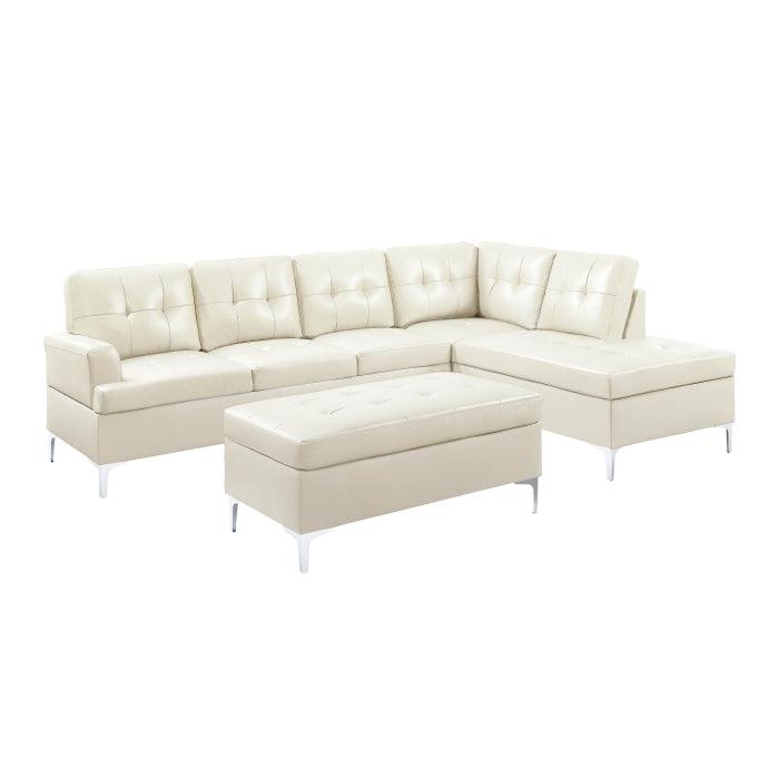 Homelegance - Barrington 3-Piece Sectional With Right Chaise And Ottoman In White - 8378Wht*3 - ATL FURNITURE