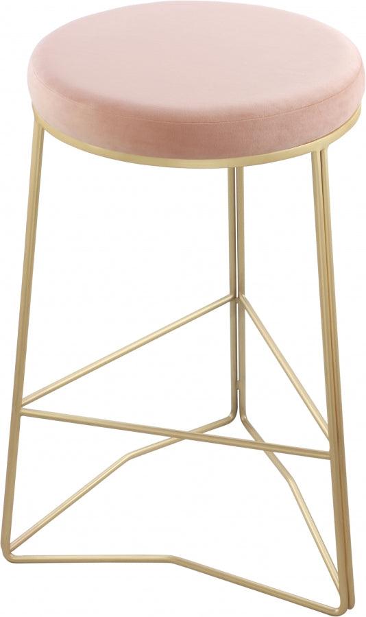 Meridian Furniture - Tres Velvet Counter Stool Set Of 2 In Pink - 942Pink-C - ATL FURNITURE