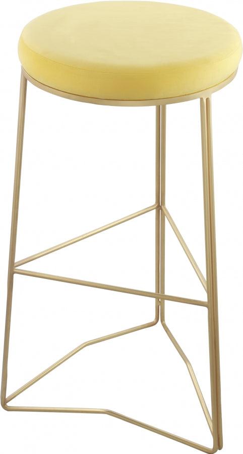 Meridian Furniture - Tres Velvet Bar Stool Set Of 2 In Yellow - 943Yellow-C - ATL FURNITURE