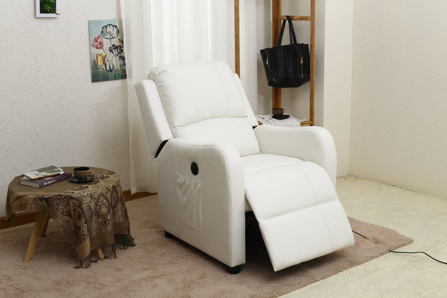 PU Power Recliner; White - ATL FURNITURE