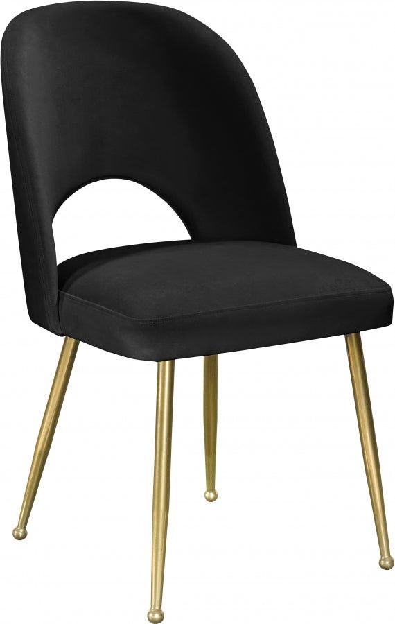 Meridian Furniture - Logan Velvet Dining Chair Set Of 2 In Black - 990Black-C - ATL FURNITURE