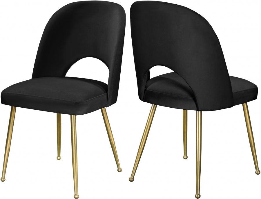 Meridian Furniture - Logan Velvet Dining Chair Set Of 2 In Black - 990Black-C - ATL FURNITURE