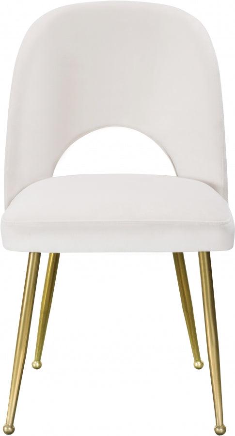 Meridian Furniture - Logan Velvet Dining Chair Set Of 2 In Cream - 990Cream-C - ATL FURNITURE