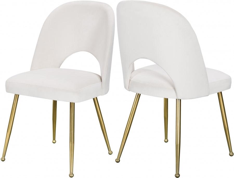 Meridian Furniture - Logan Velvet Dining Chair Set Of 2 In Cream - 990Cream-C - ATL FURNITURE