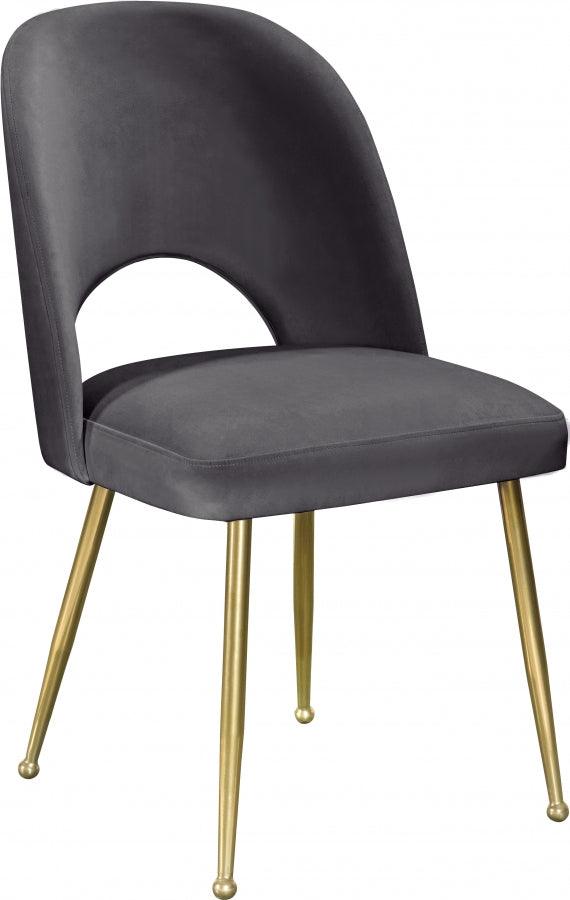 Meridian Furniture - Logan Velvet Dining Chair Set Of 2 In Grey - 990Grey-C - ATL FURNITURE