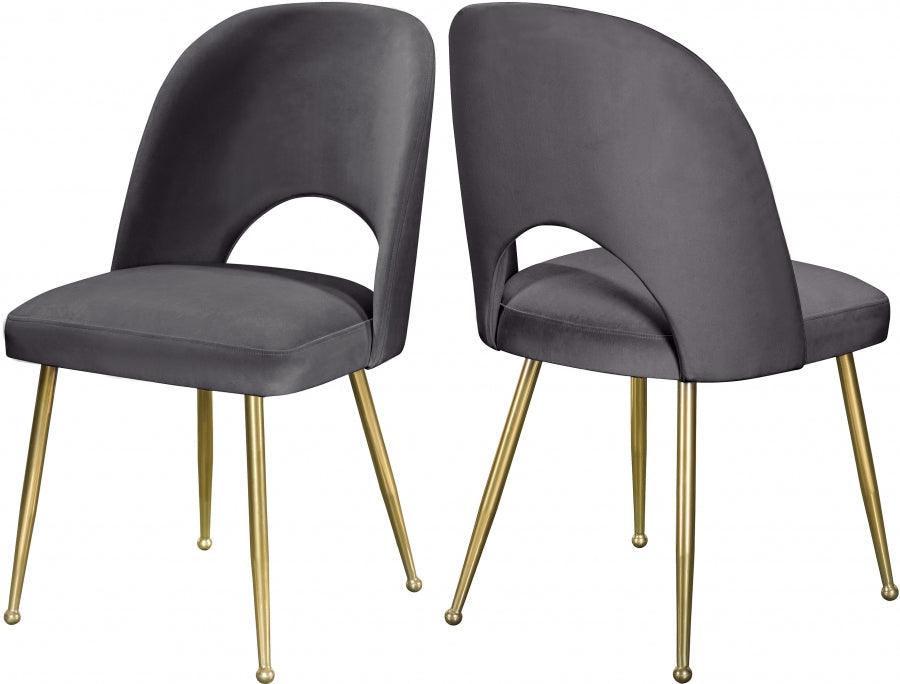 Meridian Furniture - Logan Velvet Dining Chair Set Of 2 In Grey - 990Grey-C - ATL FURNITURE