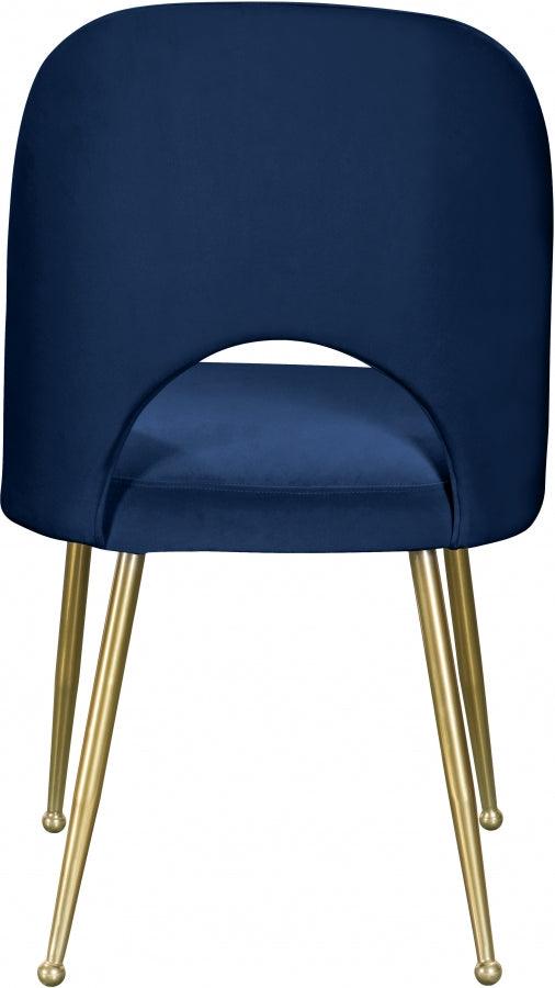 Meridian Furniture - Logan Velvet Dining Chair Set Of 2 In Navy - 990Navy-C - ATL FURNITURE