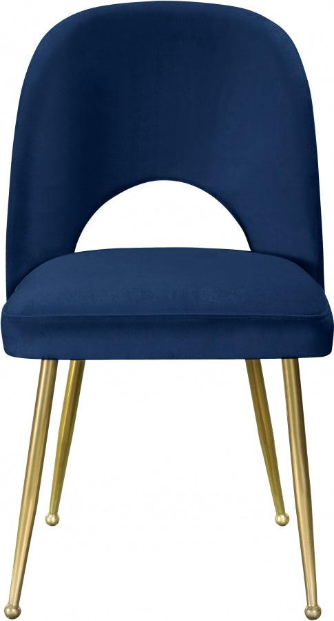 Meridian Furniture - Logan Velvet Dining Chair Set Of 2 In Navy - 990Navy-C - ATL FURNITURE