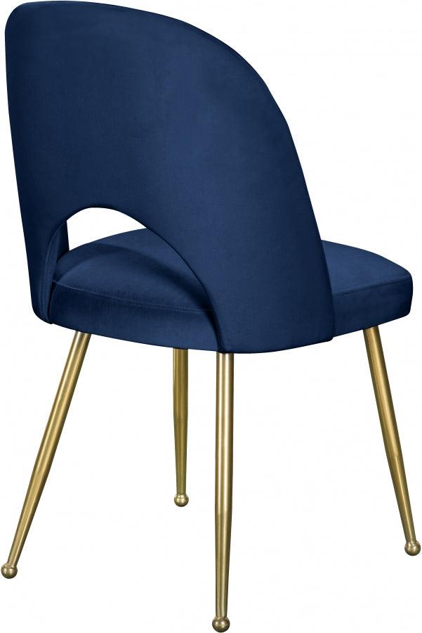 Meridian Furniture - Logan Velvet Dining Chair Set Of 2 In Navy - 990Navy-C - ATL FURNITURE