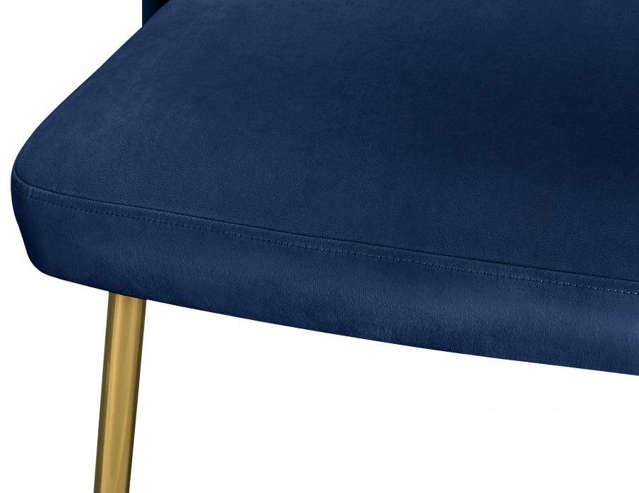 Meridian Furniture - Logan Velvet Dining Chair Set Of 2 In Navy - 990Navy-C - ATL FURNITURE