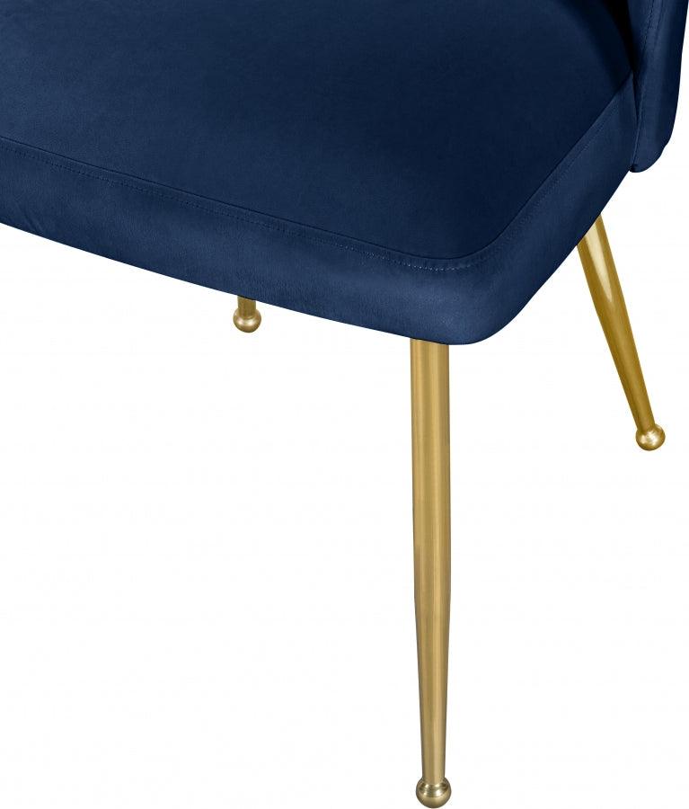 Meridian Furniture - Logan Velvet Dining Chair Set Of 2 In Navy - 990Navy-C - ATL FURNITURE