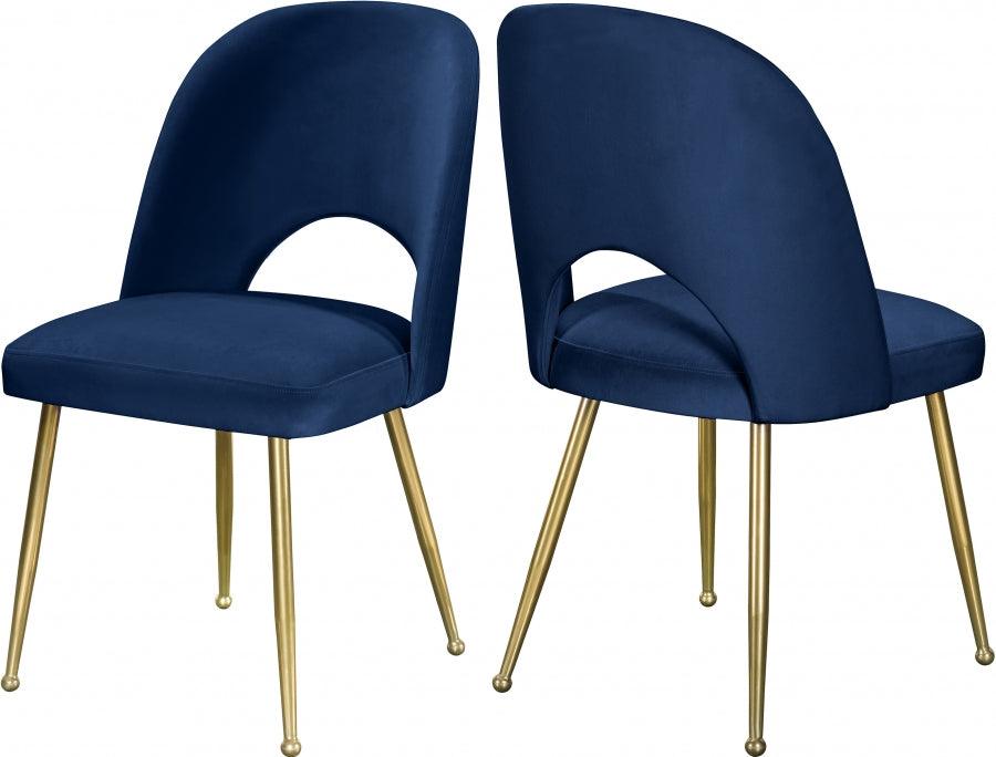 Meridian Furniture - Logan Velvet Dining Chair Set Of 2 In Navy - 990Navy-C - ATL FURNITURE