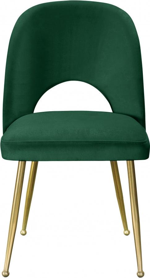 Meridian Furniture - Logan Velvet Dining Chair Set Of 2 In Green - 990Green-C - ATL FURNITURE