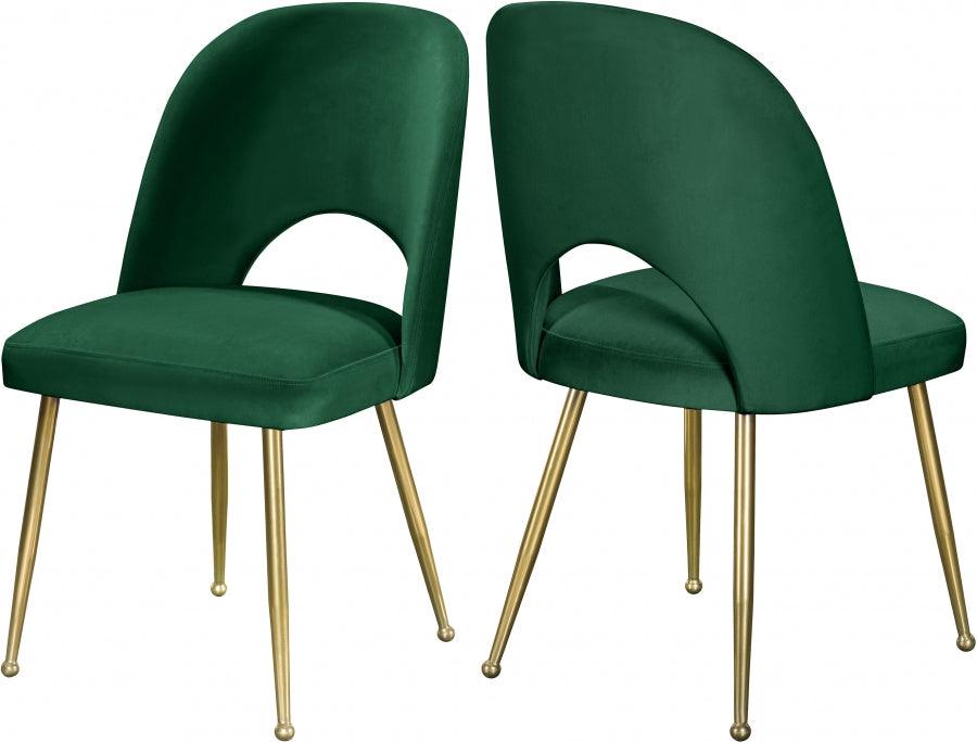 Meridian Furniture - Logan Velvet Dining Chair Set Of 2 In Green - 990Green-C - ATL FURNITURE