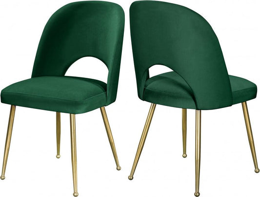 Meridian Furniture - Logan Velvet Dining Chair Set Of 2 In Green - 990Green-C - ATL FURNITURE