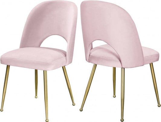 Meridian Furniture - Logan Velvet Dining Chair Set Of 2 In Pink - 990Pink-C - ATL FURNITURE