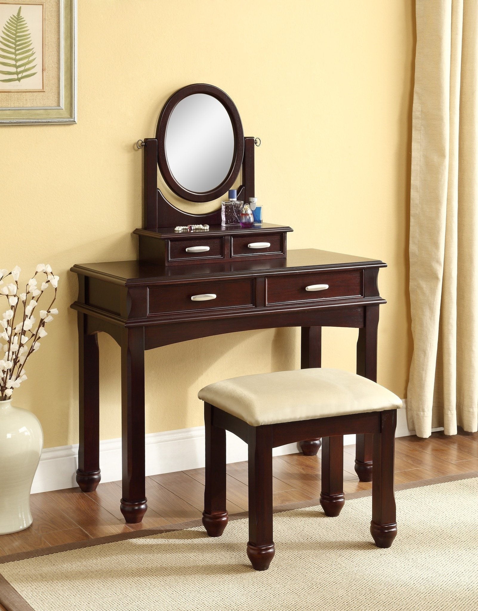 Espresso Vanity Set; 2 PCS. SET - ATL FURNITURE