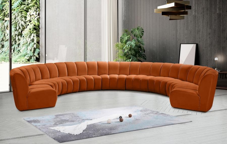 Infinity Modular 9 Piece Sectional In Cognac - ATL FURNITURE
