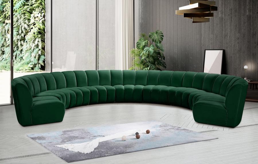 Infinity Modular 9 Piece Sectional In Green - ATL FURNITURE