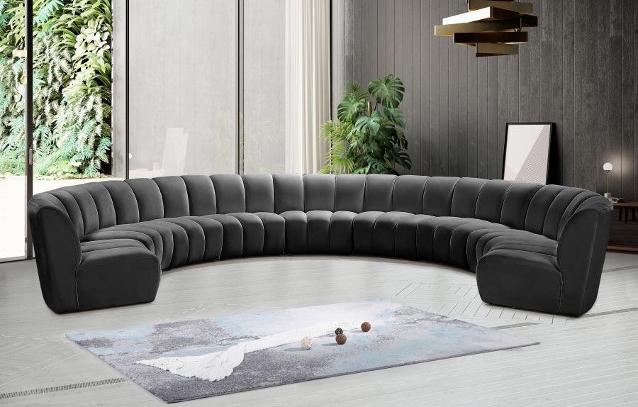 Infinity Modular 9 Piece Sectional In Grey - ATL FURNITURE