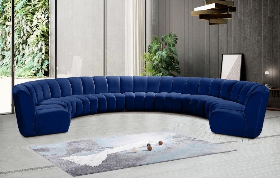 Infinity Modular 9 Piece Sectional In Navy - ATL FURNITURE