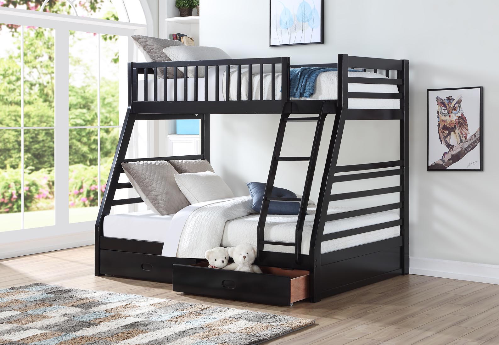 Wood Twin/Full Bunk Bed; Espresso - ATL FURNITURE