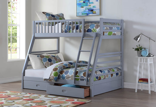 Wood Twin/Full Bunk Bed; Gray - ATL FURNITURE