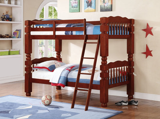 Wood Twin / Twin Big Post Bunk Bed; Cherry - ATL FURNITURE