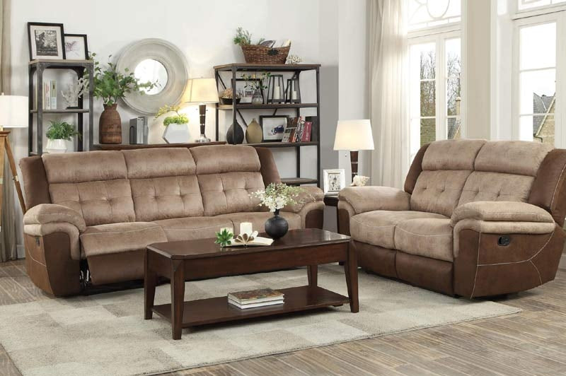 Homelegance - Chai 2 Piece Double Reclining Sofa Set In Two-Tone Brown - 9980-3-2 - ATL FURNITURE