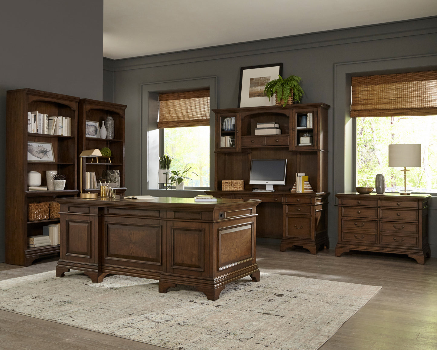 Hartshill Credenza with Hutch Burnished Oak