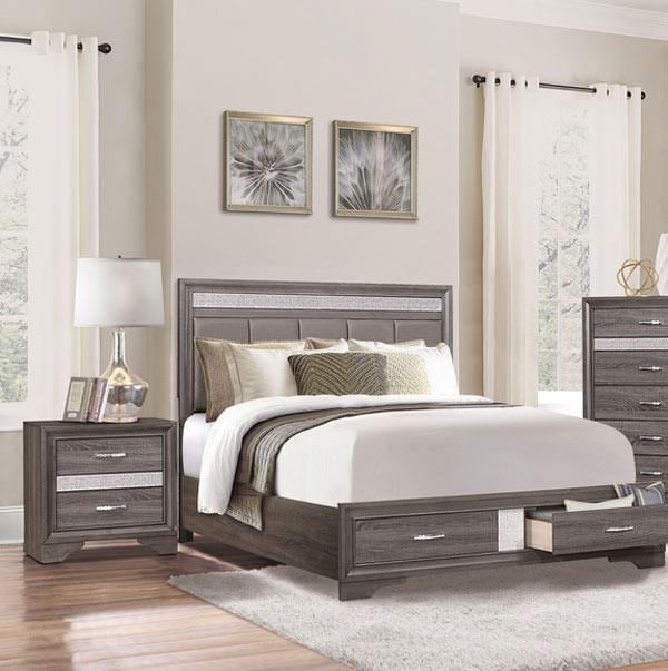 Homelegance - Luster 3 Piece Queen Platform Bedroom Set In Gray - 1505-1-3Set - ATL FURNITURE