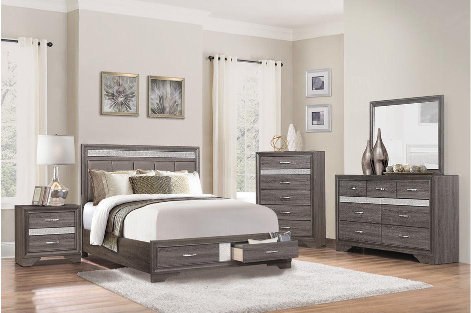 Homelegance - Luster 6 Piece Queen Platform Bedroom Set In Gray - 1505-1-6Set - ATL FURNITURE