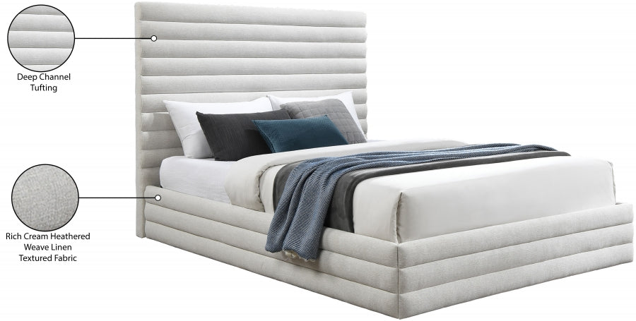 Maxwell Linen Textured Fabric Bed - ATL FURNITURE