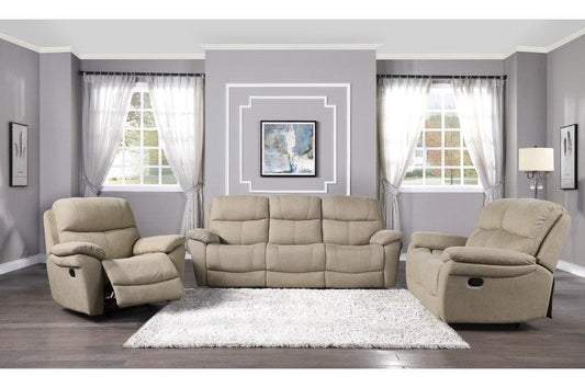 Homelegance - Longvale 3 Piece Double Reclining Living Room Set In Tan - 9580Tn-3-2-1 - ATL FURNITURE