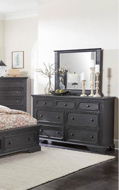 Homelegance - Bolingbrook Dresser With Mirror In Wire-Brushed Charcoal - 1647-Dm - ATL FURNITURE