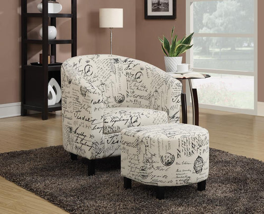 Transitional Vintage French Accent Chair with Ottoman - ATL FURNITURE