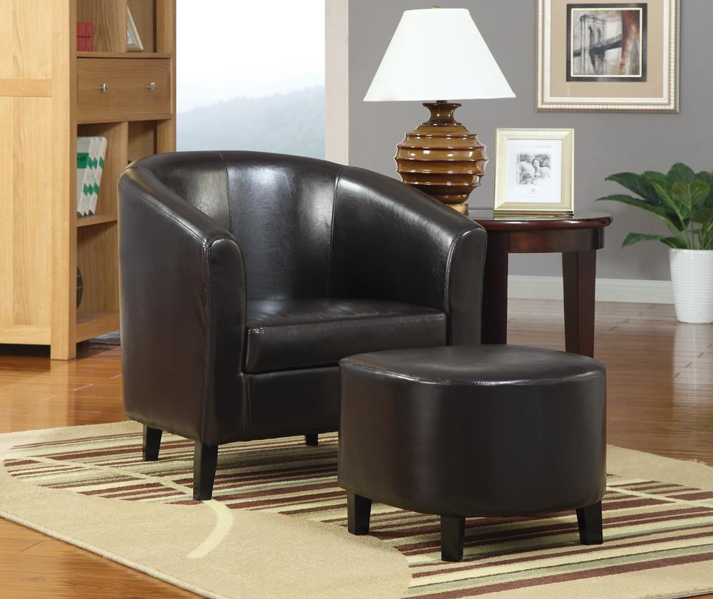 Leather Accent Chair and Ottoman - ATL FURNITURE