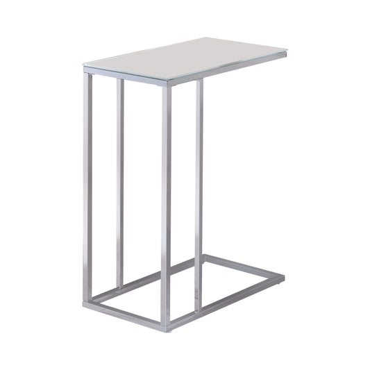 Stella Glass Top C-Shaped Sofa Side Table Chrome