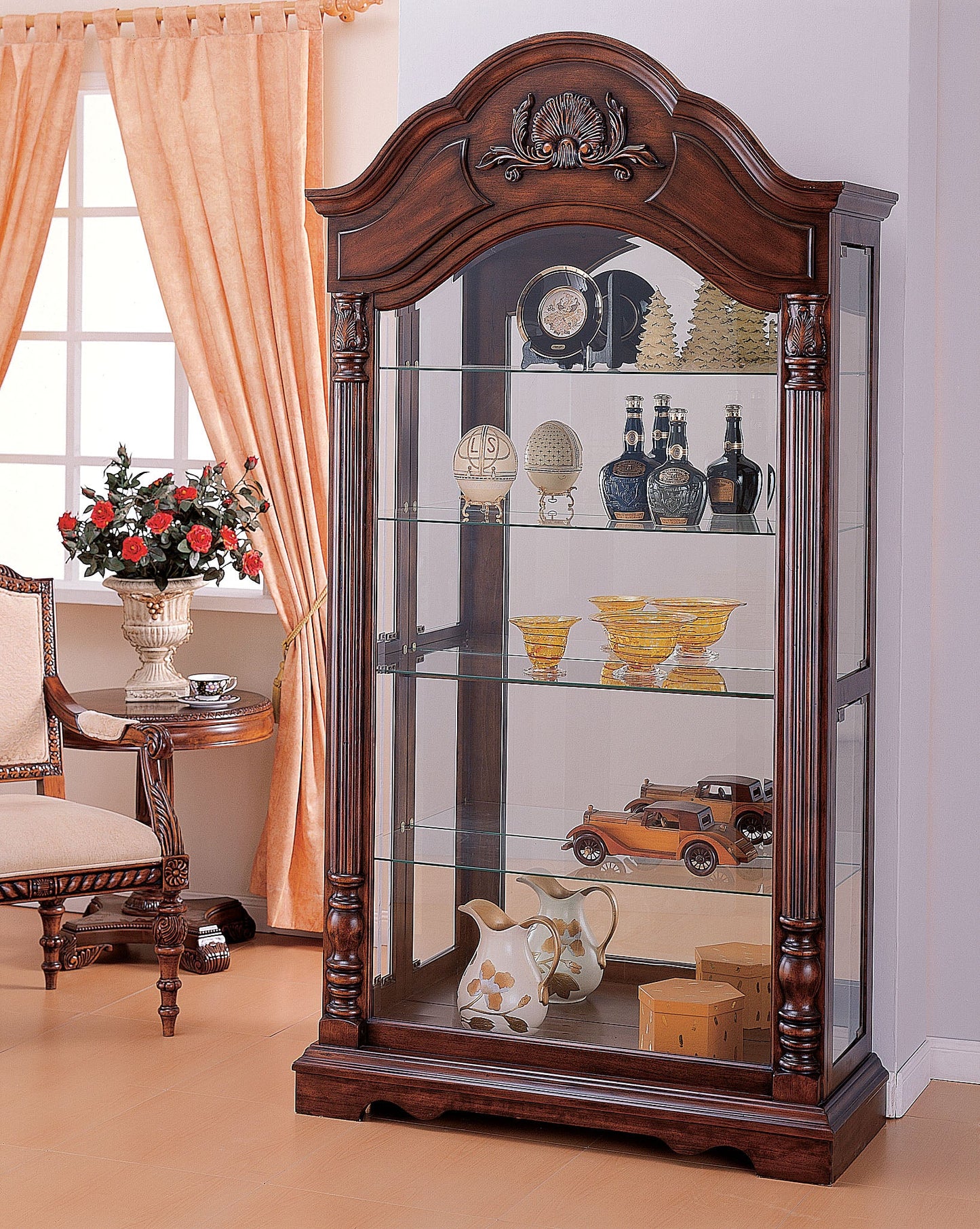 Denton Cherry Curio Cabinet - ATL FURNITURE