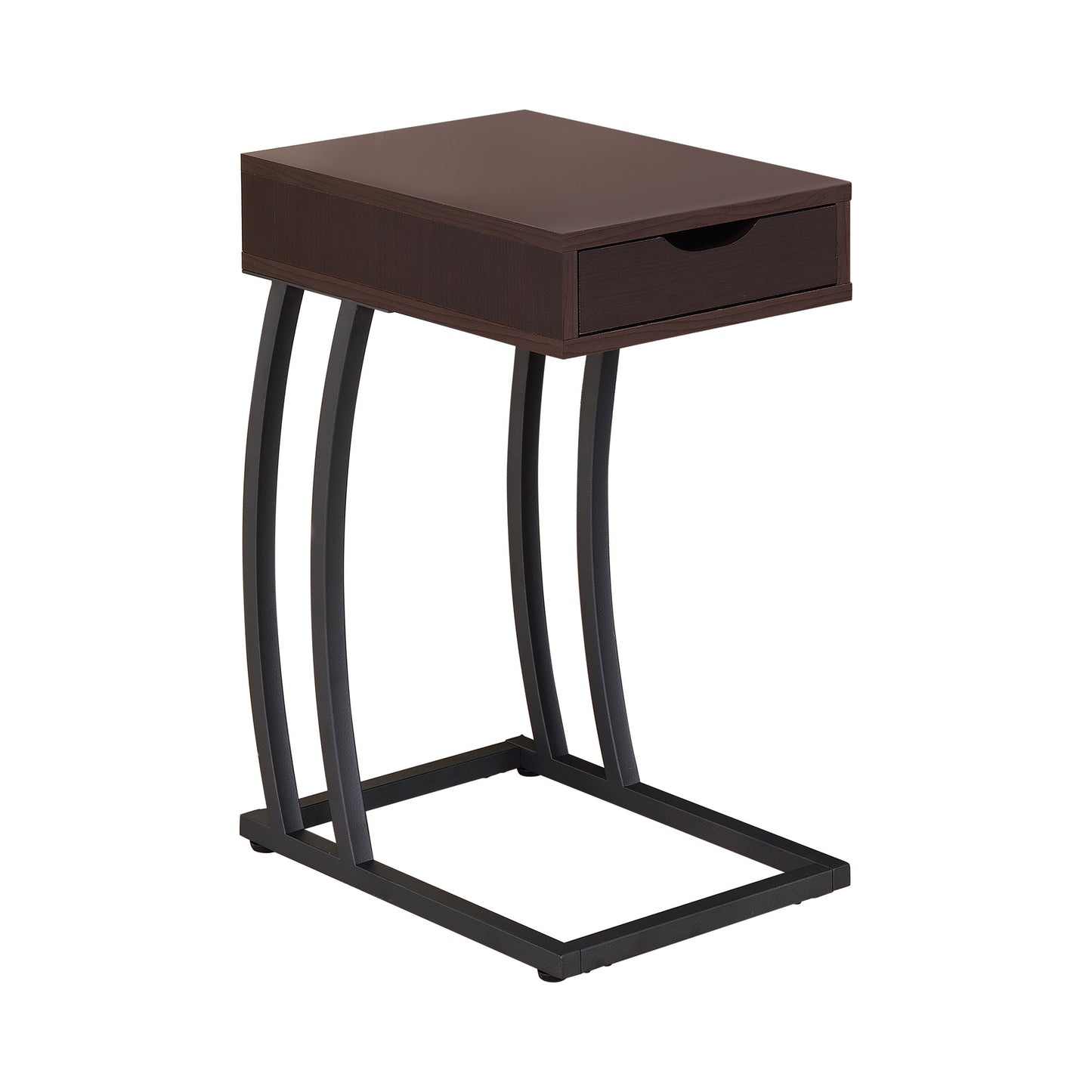 Troy 1-drawer C-Shaped Side Table Power Outlet Cappuccino