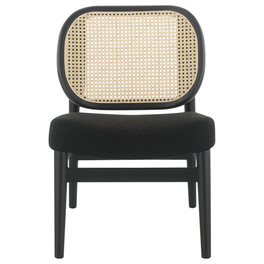 Rayo Rattan Cane Back Accent Chair With Padded Seat Black