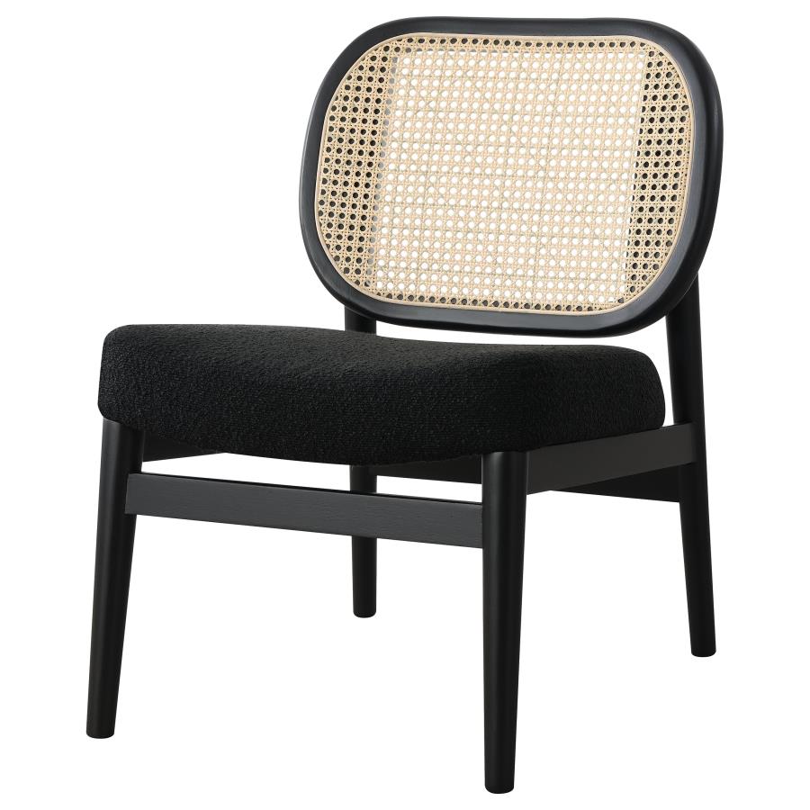 Rayo Rattan Cane Back Accent Chair With Padded Seat Black