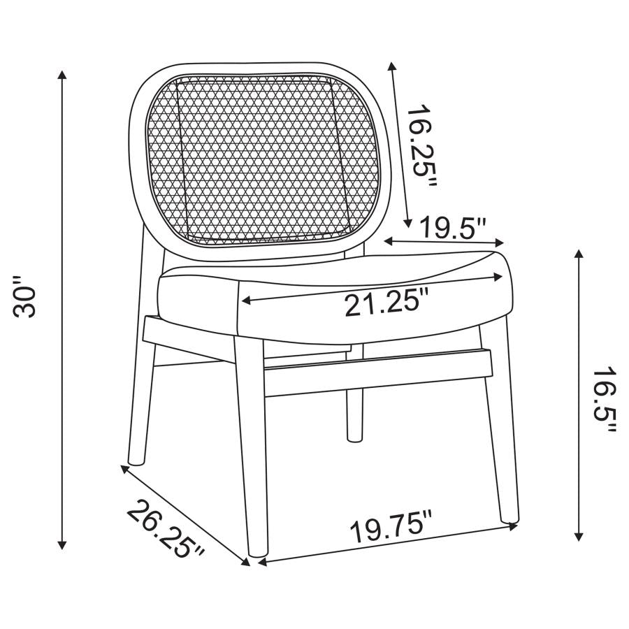 Rayo Rattan Cane Back Accent Chair With Padded Seat Black