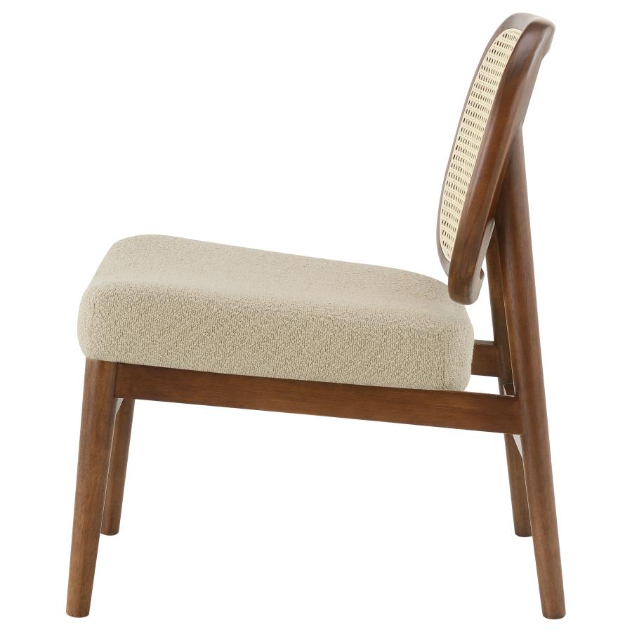 Rayo Rattan Cane Back Accent Chair With Padded Seat Camel