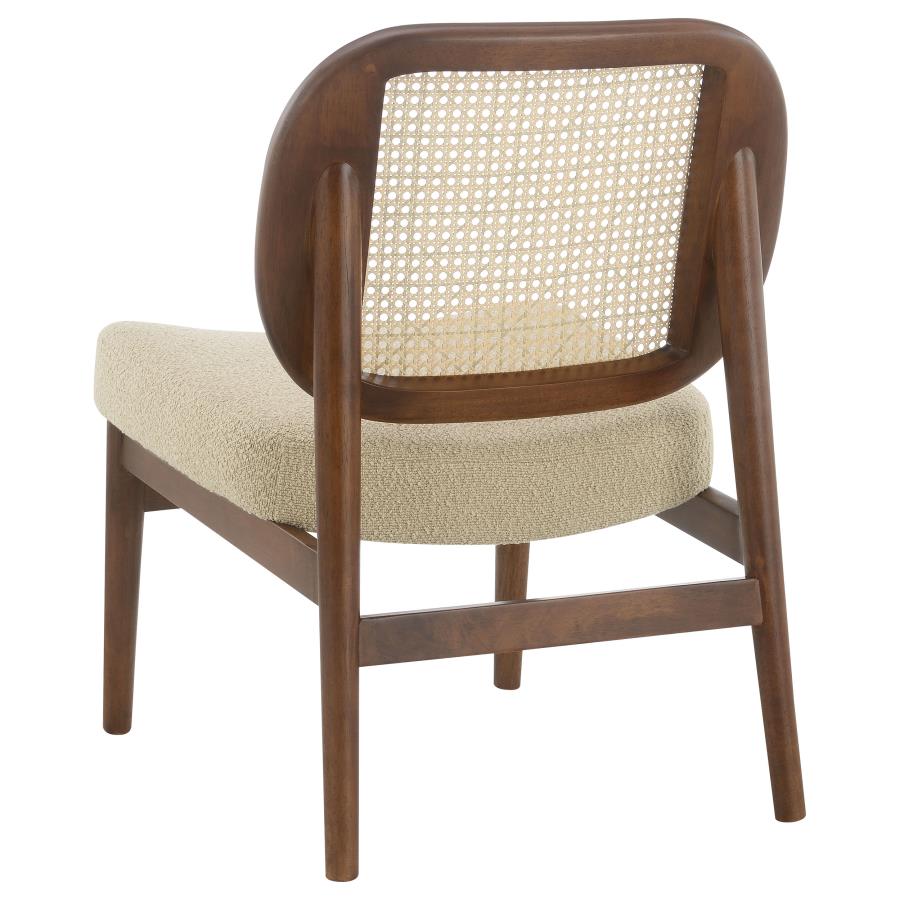 Rayo Rattan Cane Back Accent Chair With Padded Seat Camel