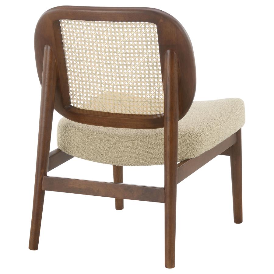 Rayo Rattan Cane Back Accent Chair With Padded Seat Camel